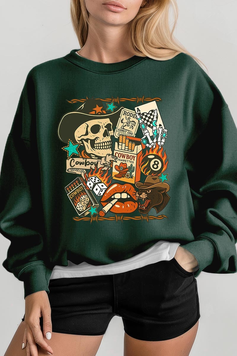 UL180-E3096 Vintage Western Collage Graphic Sweatshirt $20