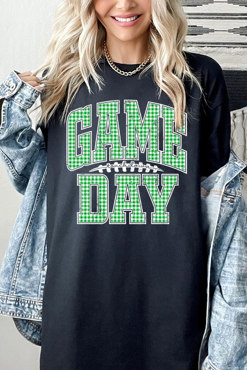 5000P-E3128 Green Gingham Game Day Plus Heavy Cotton Tee $12.75