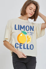 CTS-E3056 Limoncello Graphic Relaxed Crop Top $10.5