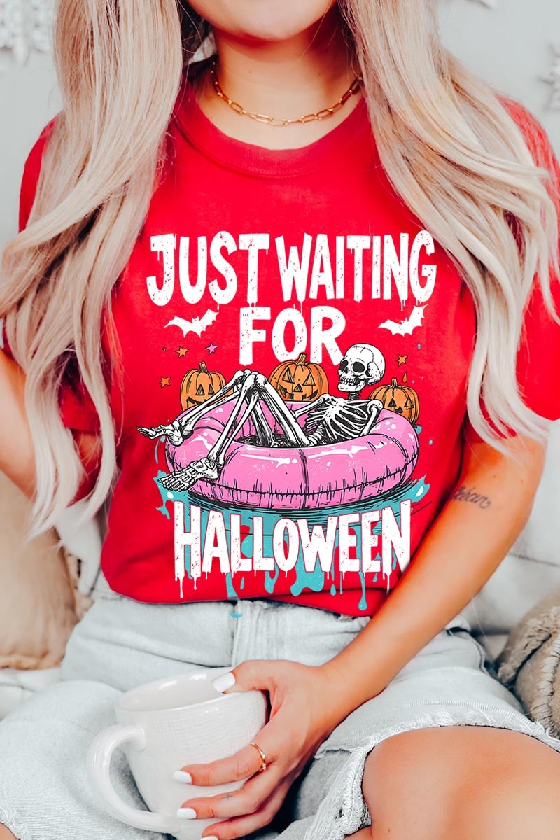 US3001-E3138 Just Waiting For Halloween Graphic Tee $12.5