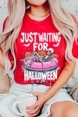 US3001-E3138 Just Waiting For Halloween Graphic Tee $12.5