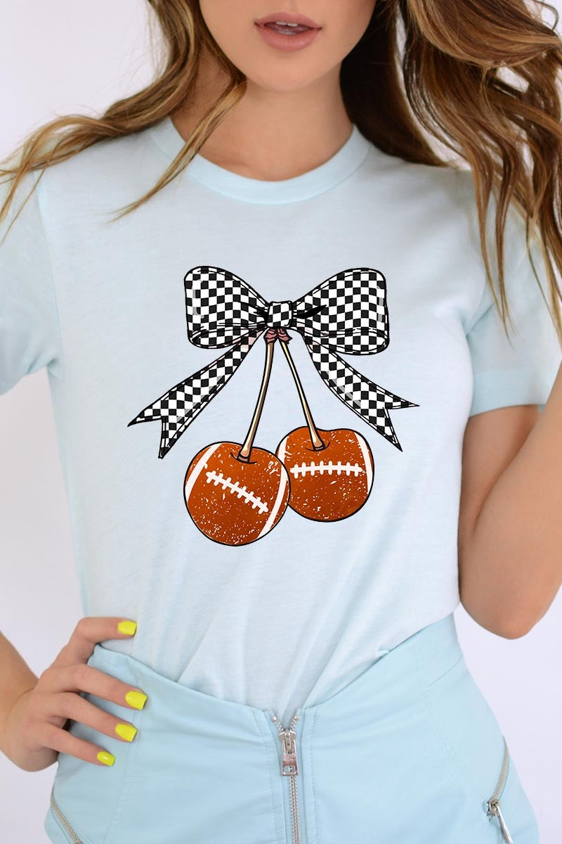 US3001P-E3055 Football Cherries Graphic Plus Tee $16