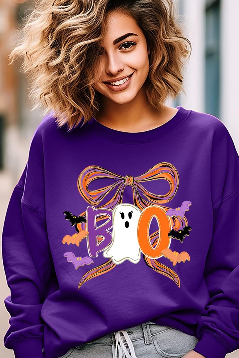 UL180-E3120 Boo Brushstroke Bow Graphic Sweatshirt $20