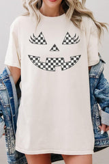 5000-E3149 Checker Pumpkin Face Graphic Heavy Cotton Tee $9