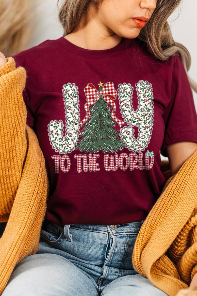 US3001-E3213 Joy to the World Graphic Tee $12.5