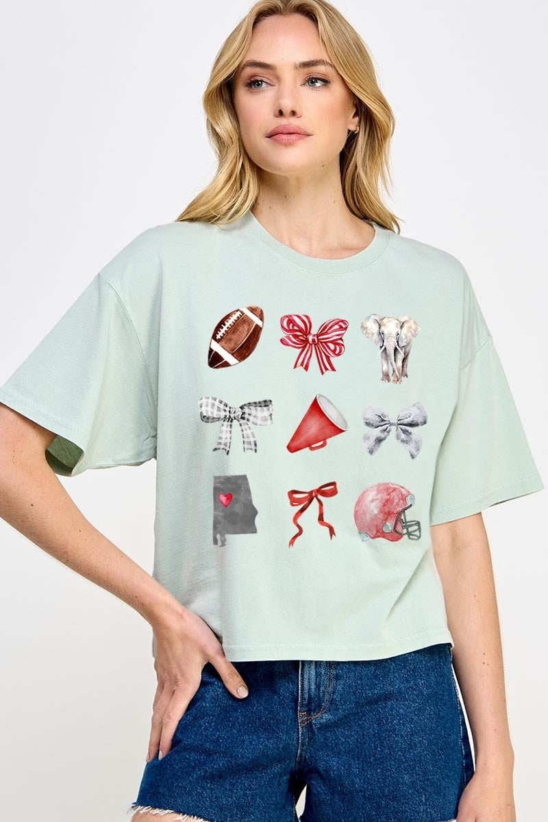 CTS-E3076 Alabama Football Graphic Relaxed Crop Top $11