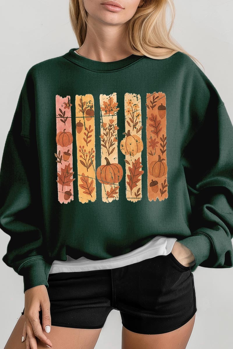 UL180P-E3110 Brushstroke Boho Fall Graphic Plus Sweatshirt $25