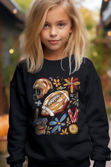 UL180B-E3072Z Retro Floral Football Kids Graphic Sweatshirt $20
