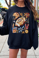 UL180-E3072 Retro Floral Football Graphic Sweatshirt $20