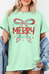 5000P-E3197 Merry Christmas Bow Graphic Plus Heavy Cotton Tee $12.75
