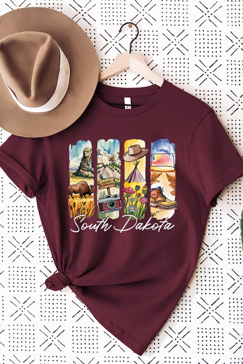US3001P-E3061SD South Dakota State Brushstroke Graphic Plus Tee $16