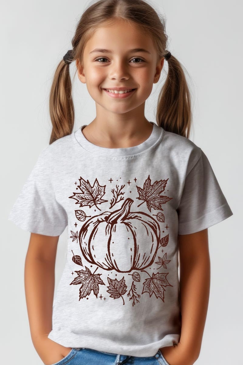 US3001Y-E3162Z Fall Pumpkin Kids Graphic Tee $11