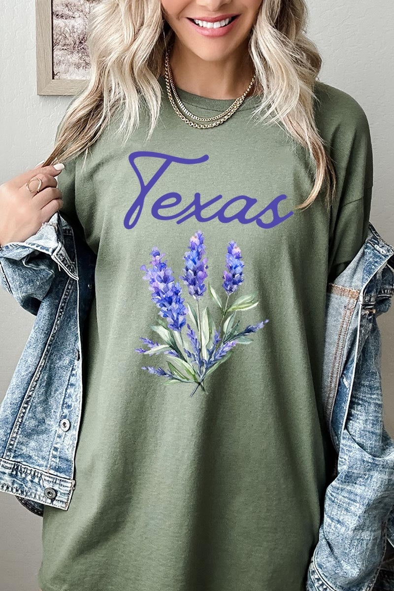 5000-E3060 Texas Bluebonnet Graphic Heavy Cotton Tee $9