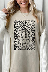 5000-E3177 Skeleton Hands Zebra Graphic Heavy Cotton Tee $9