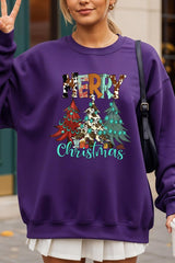 UL180P-E3200 Merry Christmas Trees Graphic Plus Sweatshirt $25