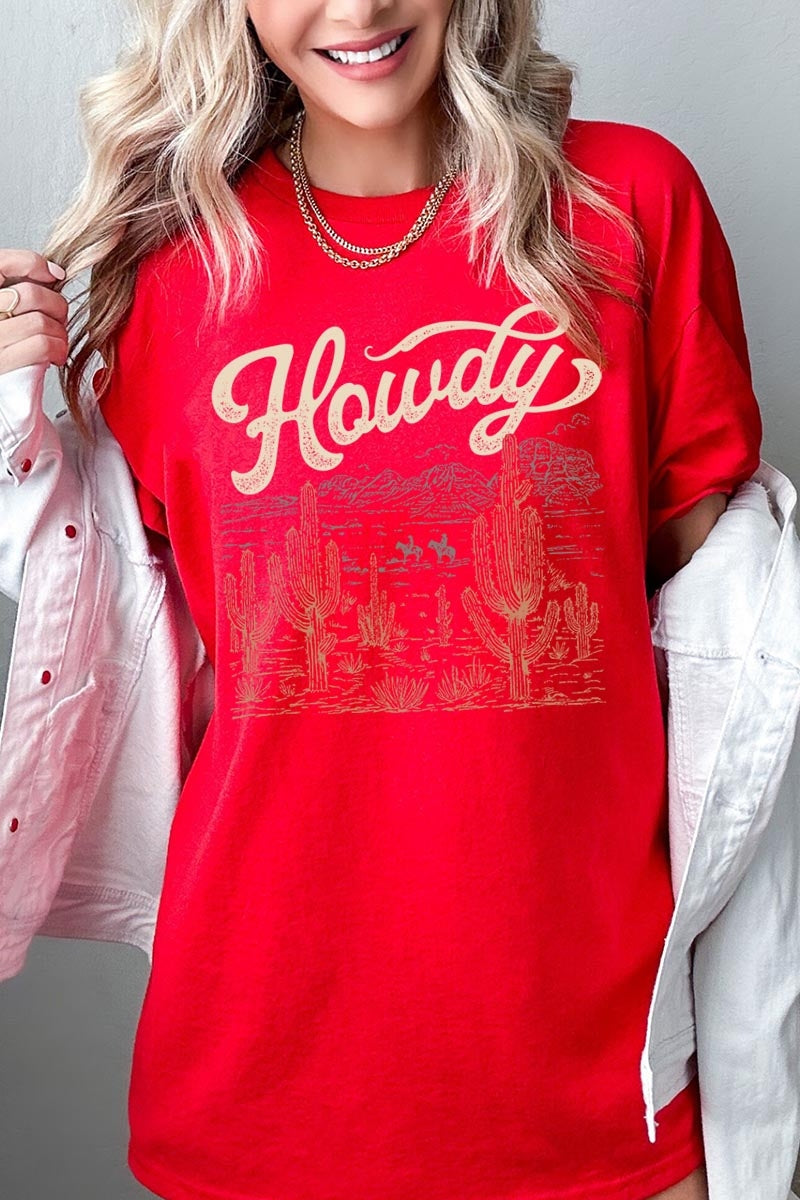 5000-E3095 Howdy Desert Western Graphic Heavy Cotton Tee $9