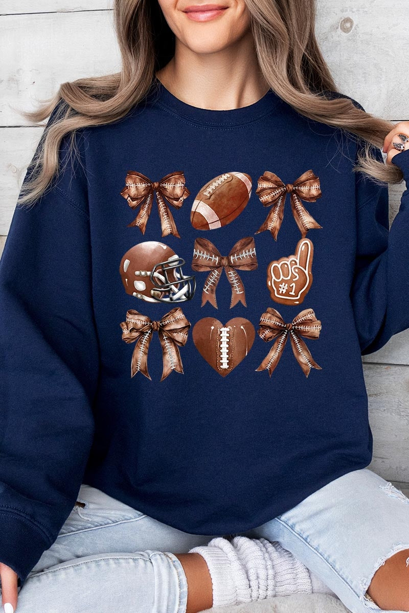 UL180P-E3054 Cute Football and Bow Graphic Plus Sweatshirt $25