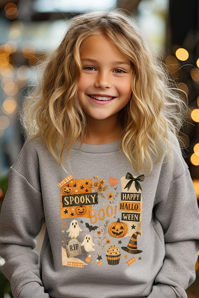 UL180B-E3084Z Halloween collage Kids Graphic Sweatshirt $20
