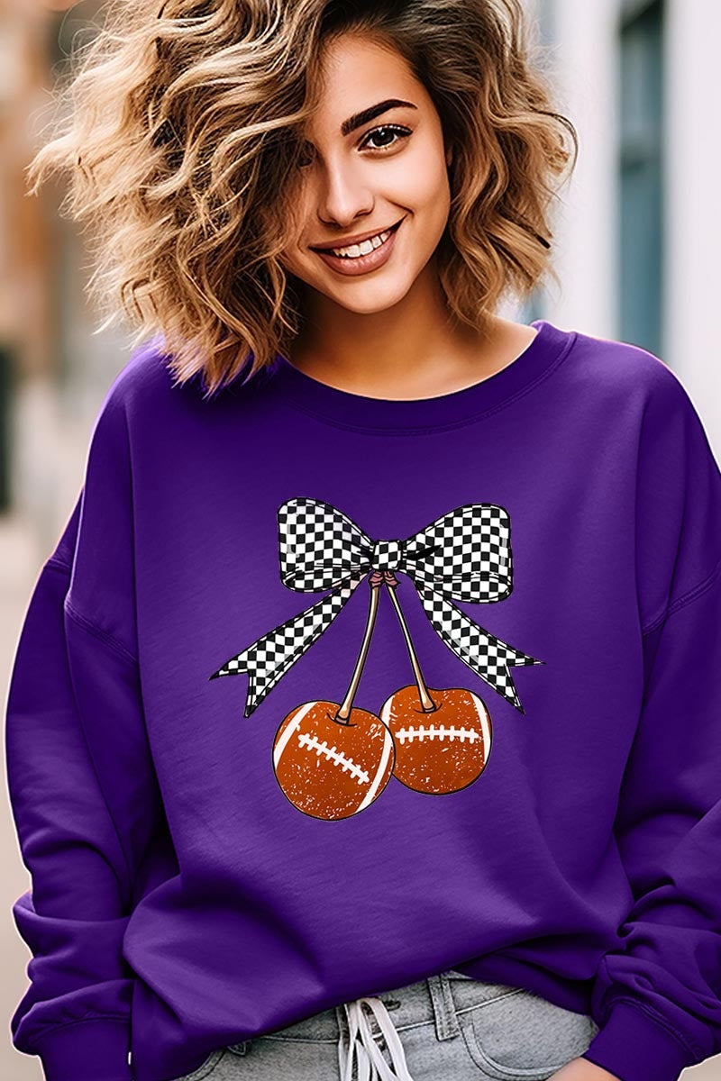 UL180-E3055 Football Cherries Graphic Sweatshirt $20