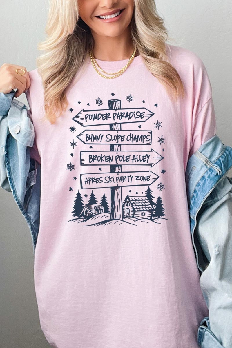 5000-E3189 Ski Lodge Signs Graphic Heavy Cotton Tee $9