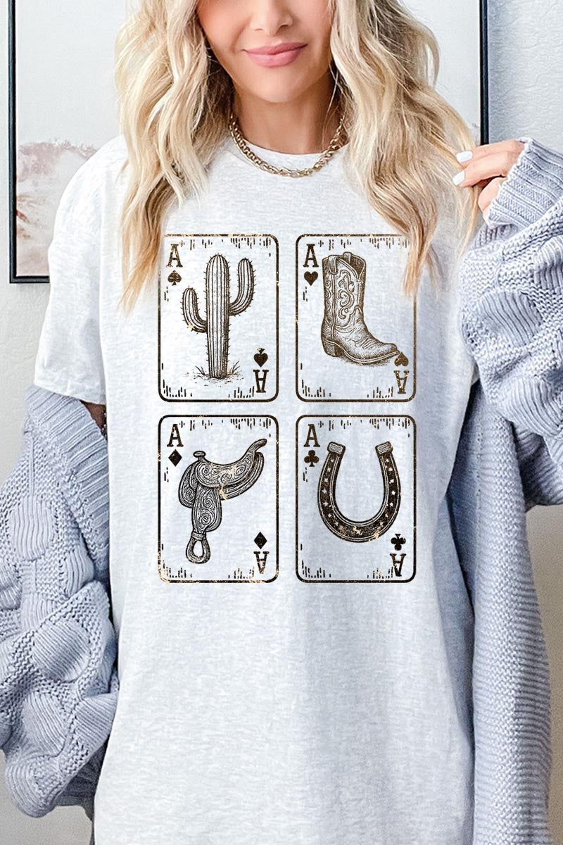 5000-E3094 Western Cowgirl Card Graphic Heavy Cotton Tee $9