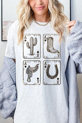 5000-E3094 Western Cowgirl Card Graphic Heavy Cotton Tee $9