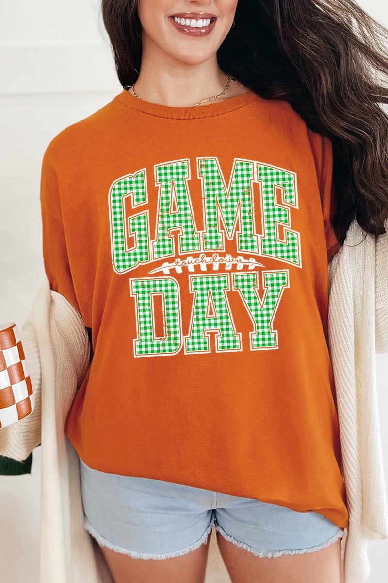 5000P-E3128 Green Gingham Game Day Plus Heavy Cotton Tee $12.75