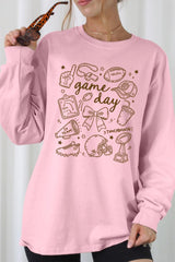 UL240-E3081 Football Doodles Graphic Long Sleeve Tee $13.75