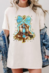 5000-E3184 Turquoise Christmas Tree Graphic Heavy Cotton Tee $9