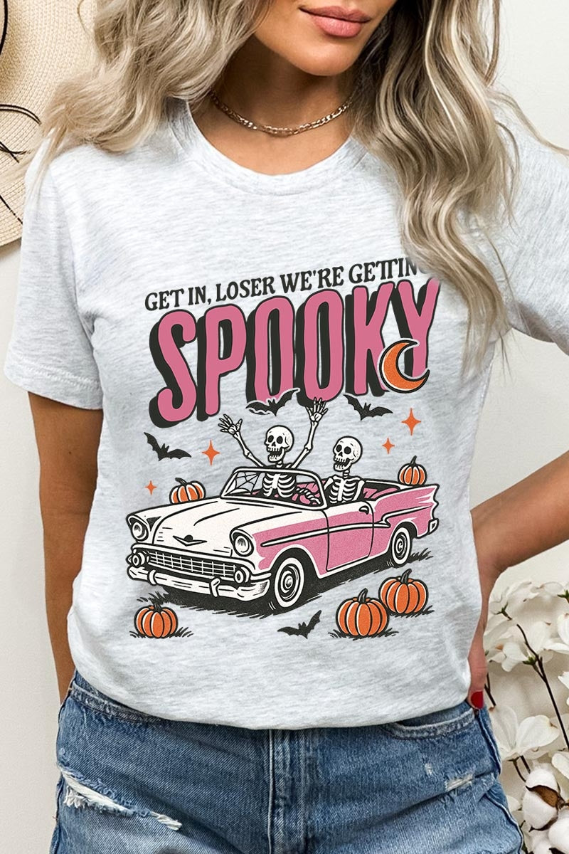 US3001-E3142 Spooky Skeleton Graphic Tee $12.5