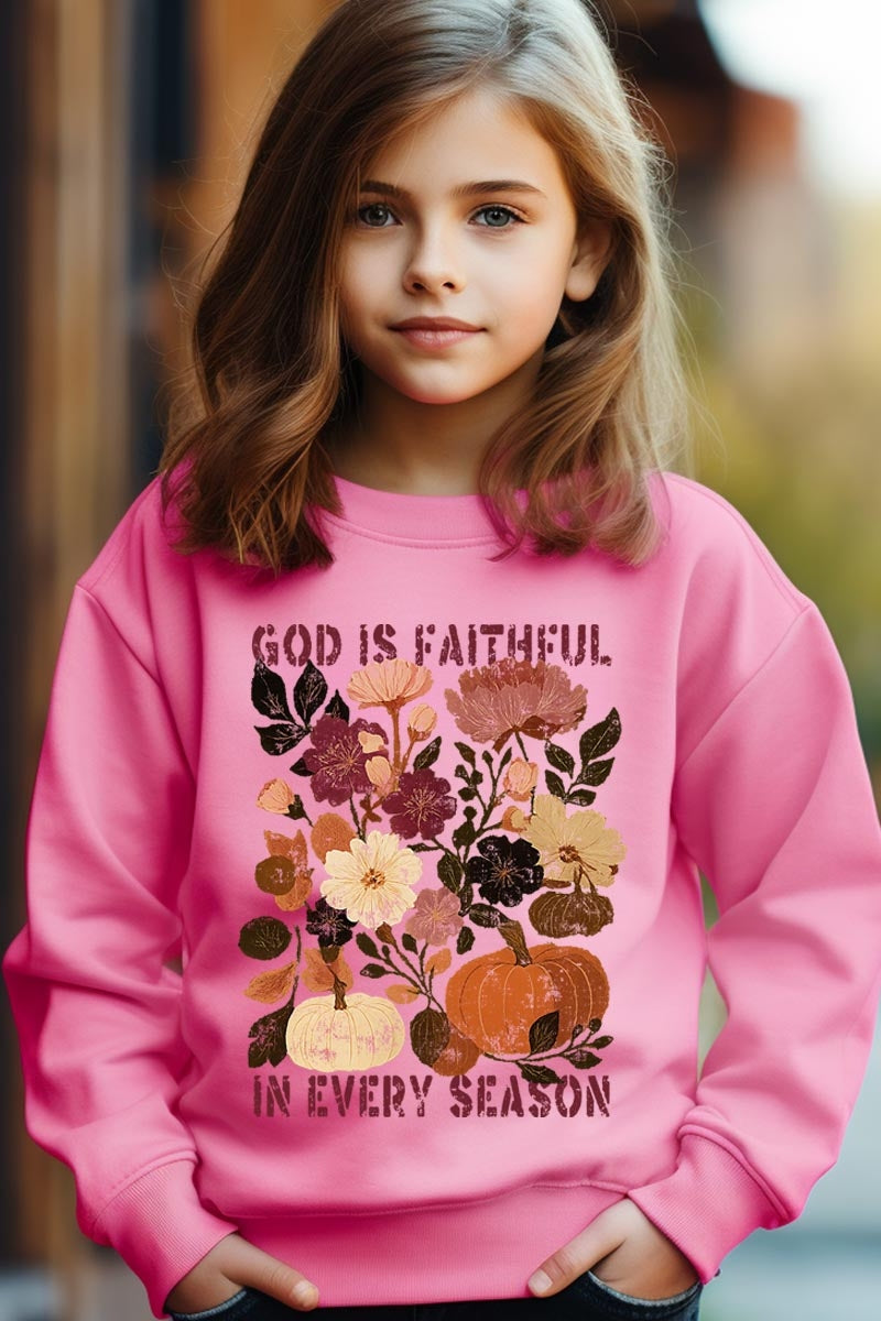 UL180B-E3171Z Faithful In Every Season Kids Graphic Sweatshirt $20