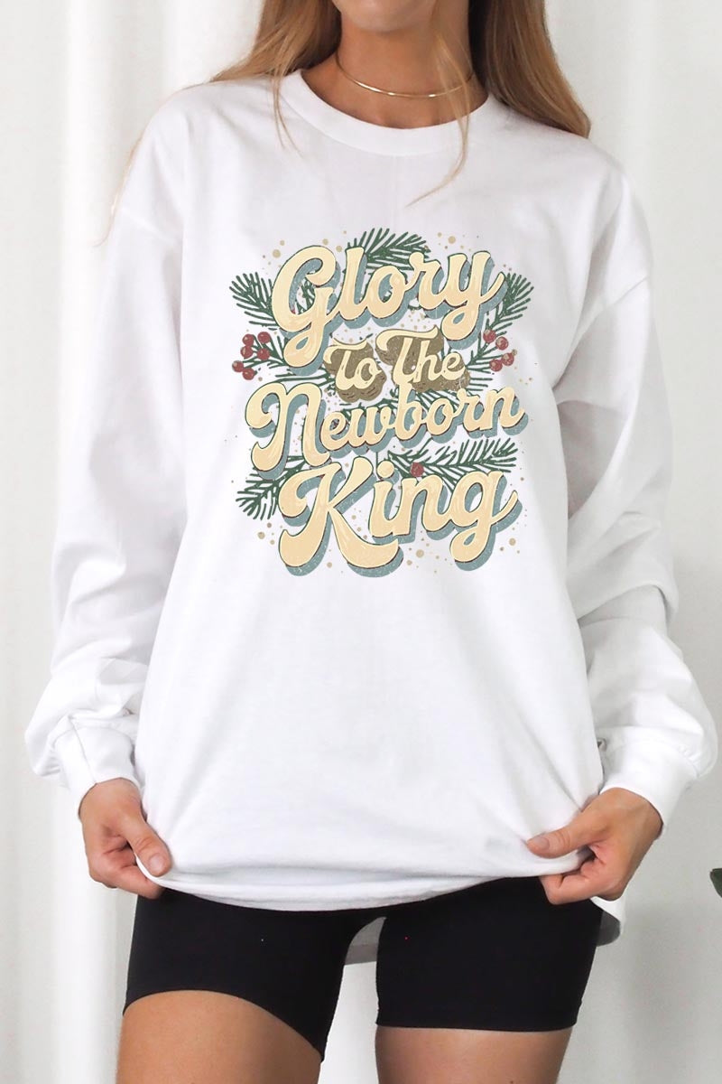 UL240P-E3220 Glory to the Newborn King Graphic Plus Long Sleeve Tee $17
