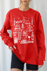 UL240P-E3188 Ski Doodle Graphic Plus Long Sleeve Tee $17