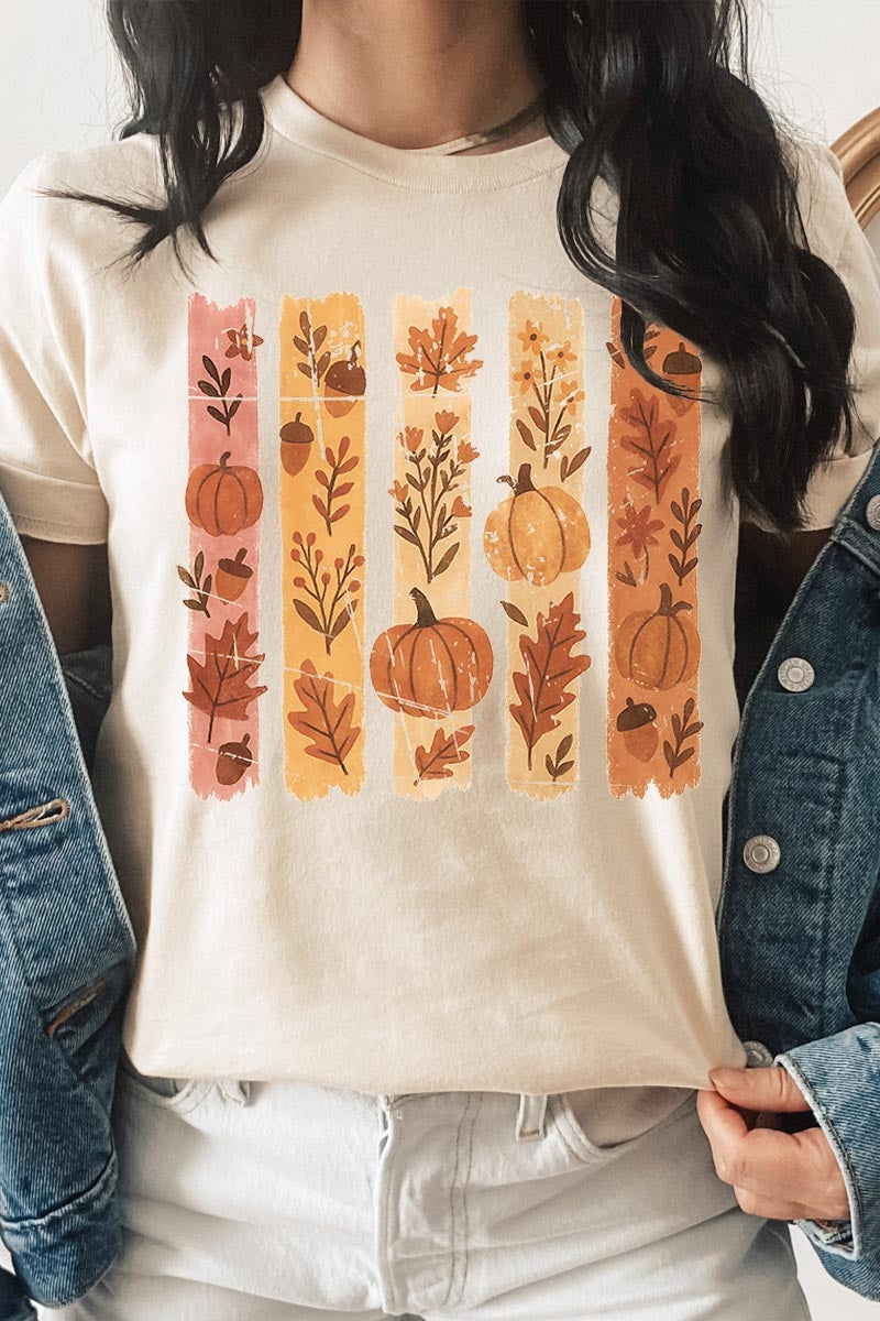 US3001P-E3110 Brushstroke Boho Fall Graphic Plus Tee $16