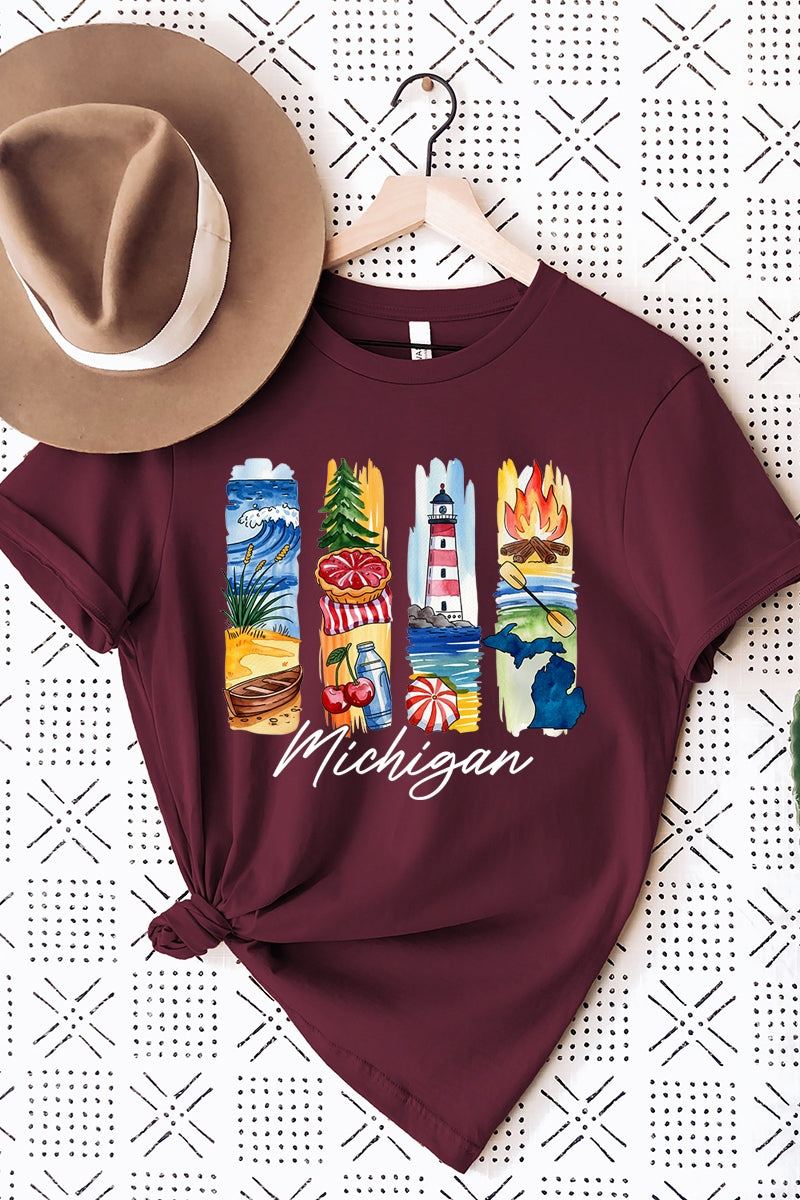 US3001-E3061MI Michigan State Brushstroke Graphic Tee $12.5