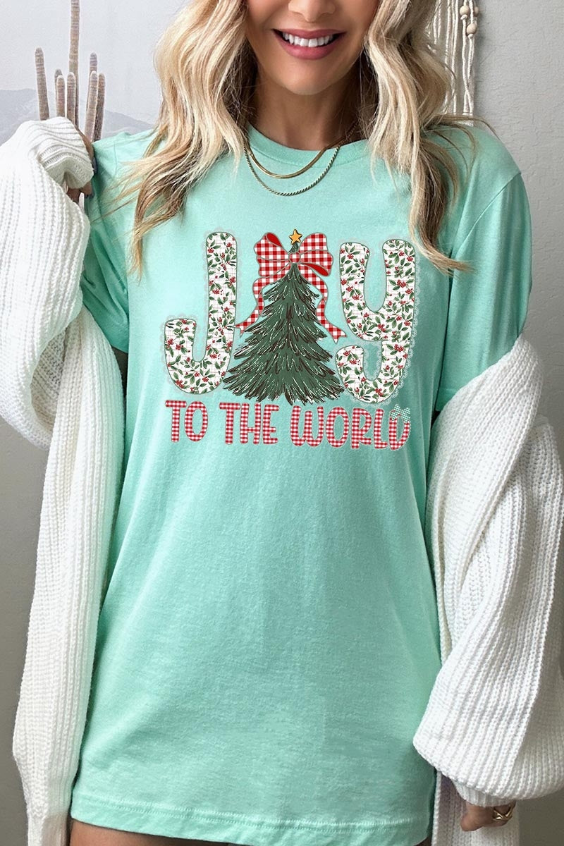 US3001P-E3213 Joy to the World Graphic Plus Tee $16
