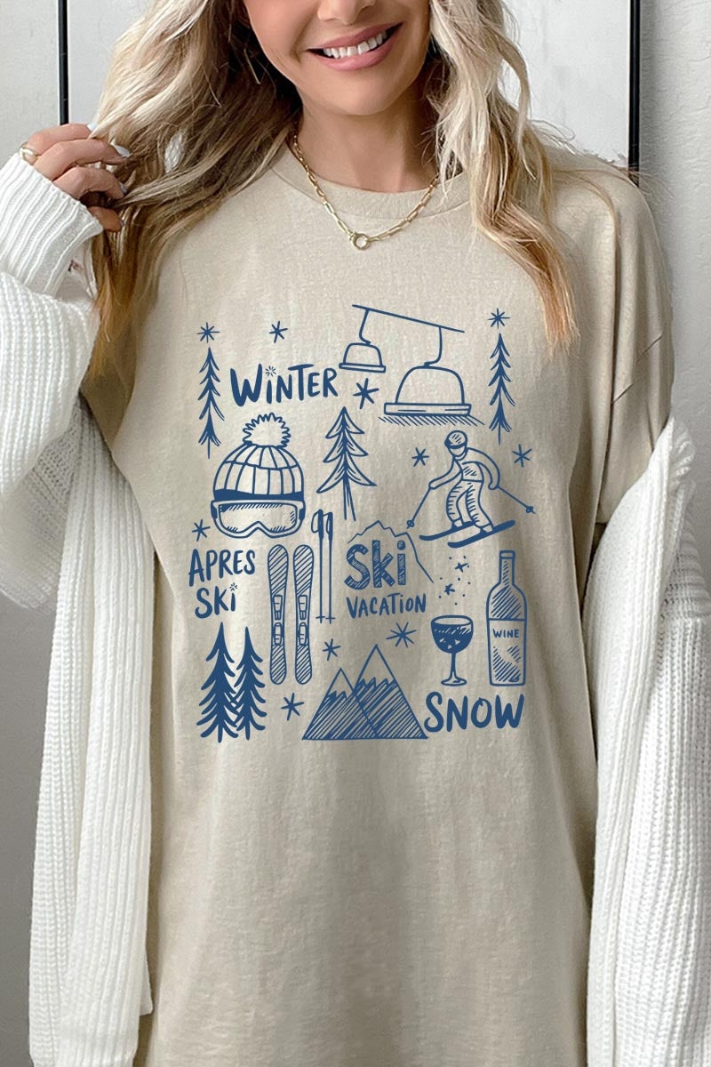 5000-E3188 Ski Doodle Graphic Heavy Cotton Tee $9