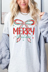 5000-E3197 Merry Christmas Bow Graphic Heavy Cotton Tee $9