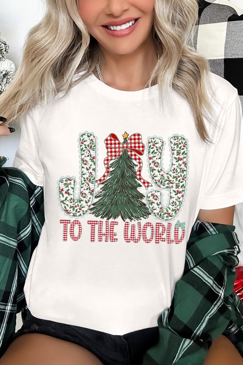 US3001-E3213 Joy to the World Graphic Tee $12.5