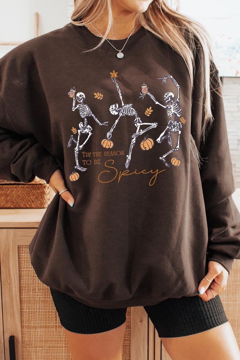 UL180P-E3123 Halloween Skeleton Graphic Plus Sweatshirt $25