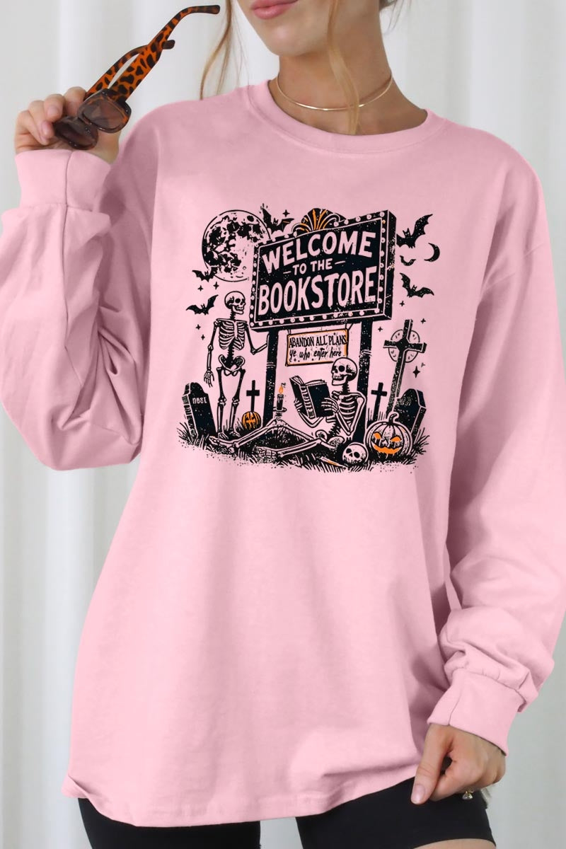 UL240P-E3122 Bookstore Halloween Graphic Plus Long Sleeve Tee $17
