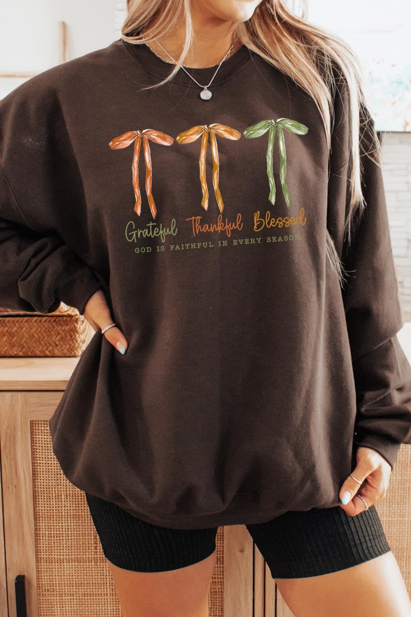 UL180P-E3111 Grateful Thankful Blessed Graphic Plus Sweatshirt $25