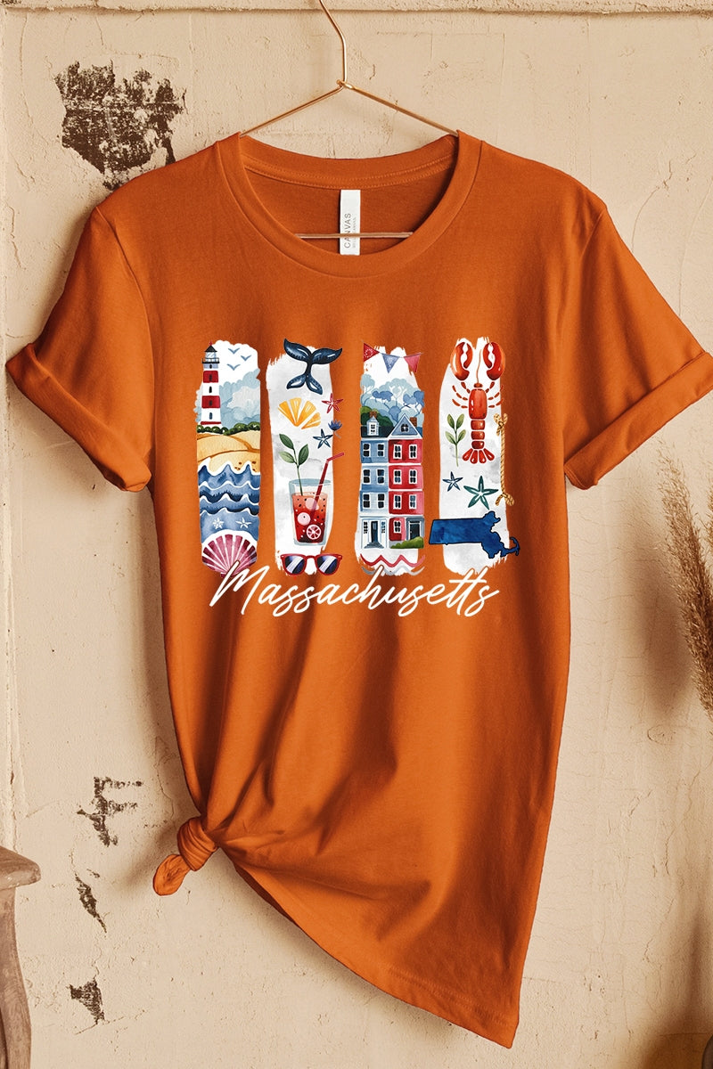 US3001P-E3061MA Massachusetts State Brushstroke Graphic Plus Tee $16