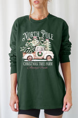 UL240-E3174 North Pole Christmas Graphic Long Sleeve Tee $13.75
