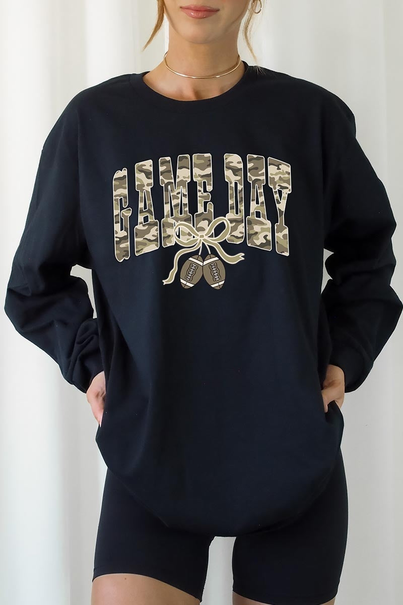 UL240-E3131 Football Game Day Camo Graphic Long Sleeve Tee $13.75