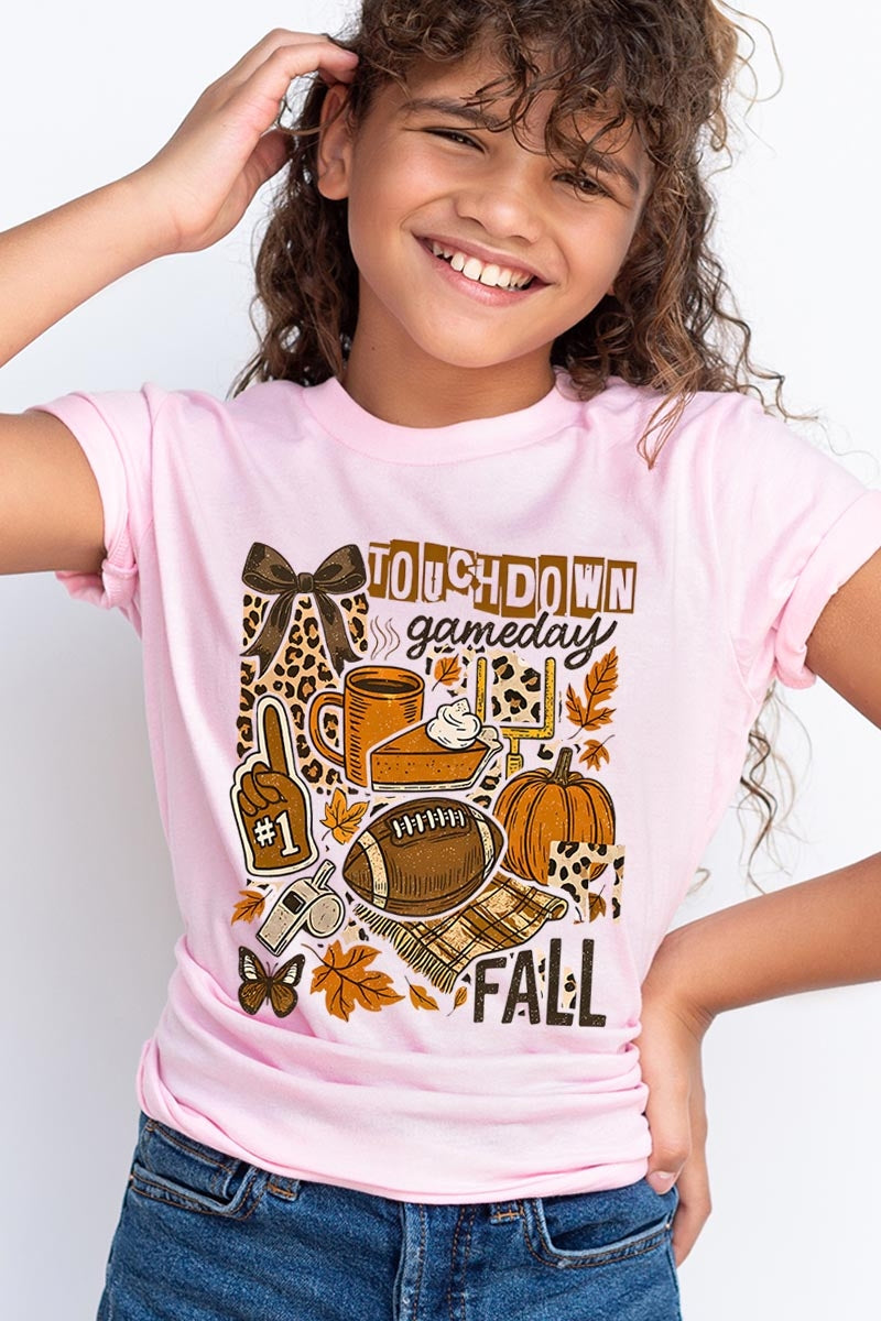 US3001Y-E3134Z Fall Football Collage Kids Graphic Tee $11