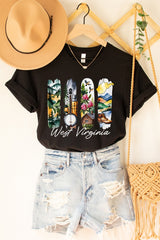 US3001-E3061WV West Virginia State Brushstroke Graphic Tee $12.5