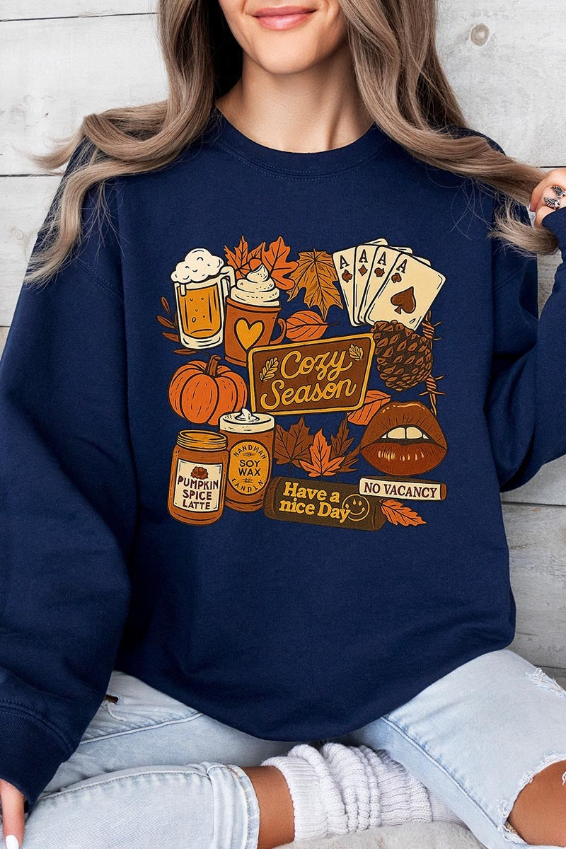 UL180-E3119 Retro Fall Collage Graphic Sweatshirt $20