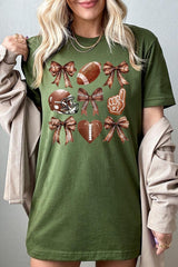 US3001-E3054 Cute Football and Bow Graphic Tee $12.5