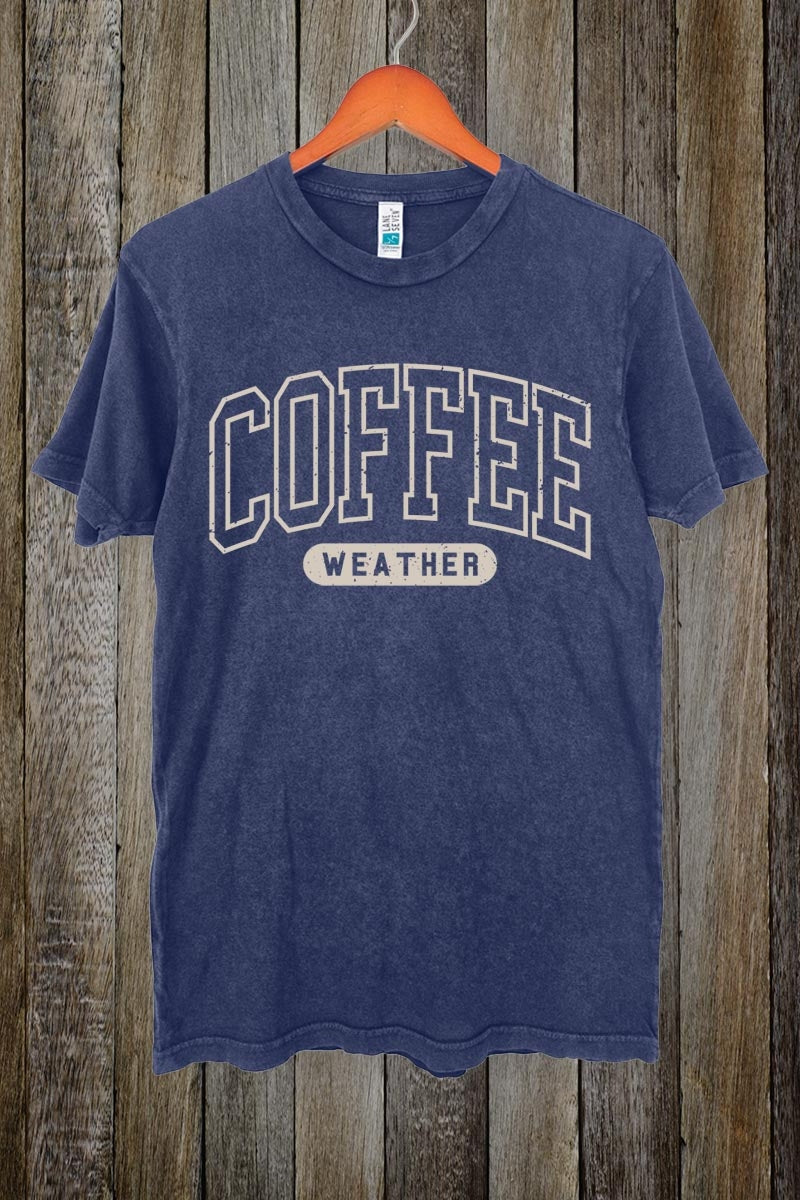 LS002-E3207 Coffee Weather Graphic Vintage Tee $15.5